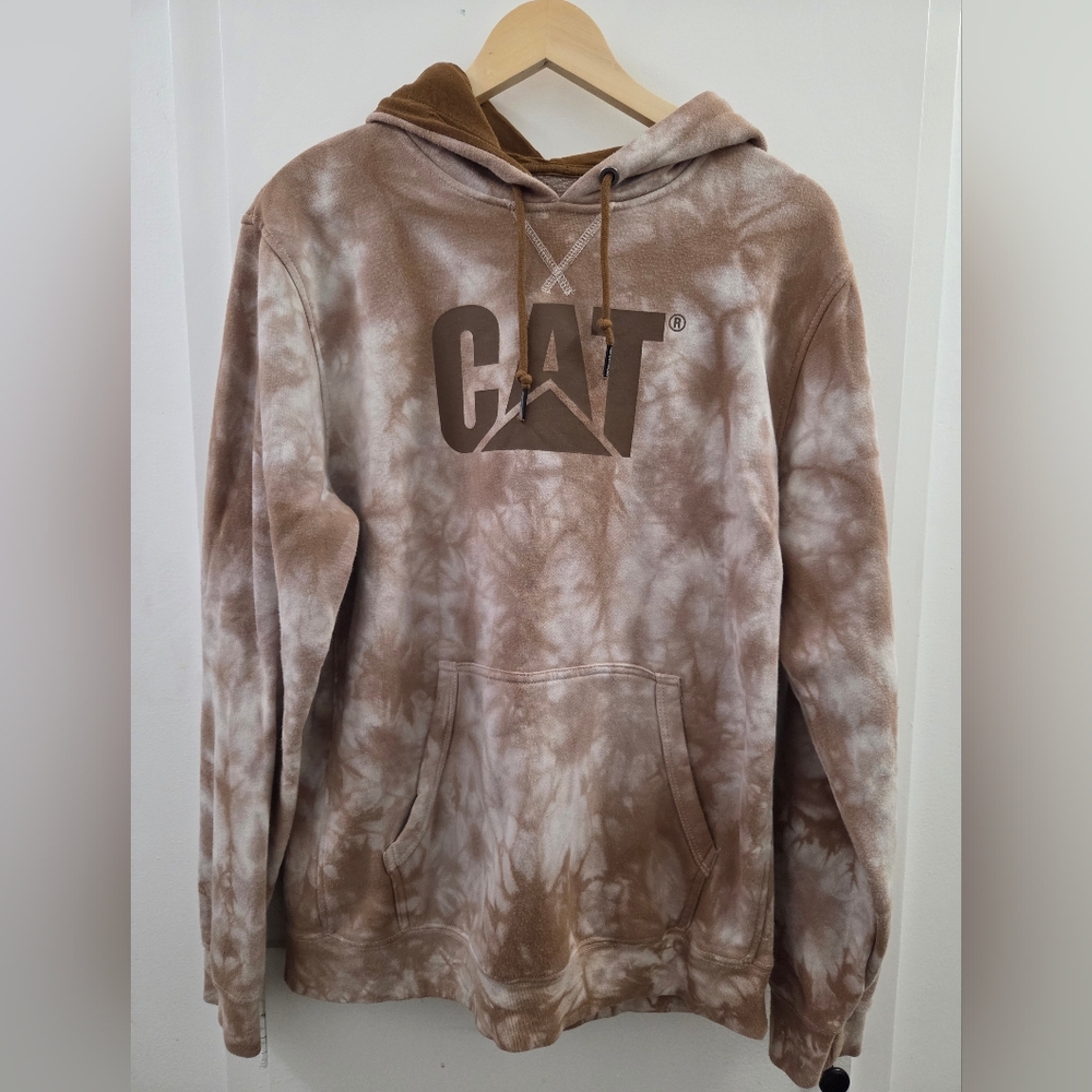 Caterpillar Tan Tie Dye Hoodie Large